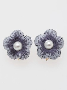 Clip-On Earring  Flowers Embroidered