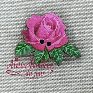 フランス製　木製ボタン　アトリエ ボヌール ドゥ ジュール 【Rose】