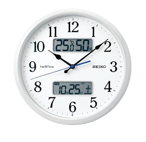 訳あり特価 セイコー電波掛時計 カレンダー、温度・湿度表示つき ZS251W