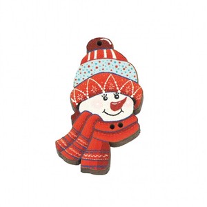 クリスマス　木製ボタン　アトリエ ボヌール ドゥ ジュール 【雪だるま・ルージュ】