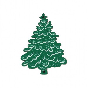 クリスマス　木製ボタン【もみの木・グリーン】