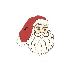 クリスマス　木製ボタン 【サンタクロース・顔】