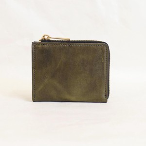 【日本製】姫路産馬革 L字ファスナー コンパクト財布（Olive）コードバン メンズ レディース  オリーヴ