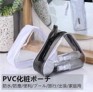 PVC化粧ポーチ 三角形タイプ 透明 クリアポーチ トラベルポーチ 防水収納バッグ【I541】