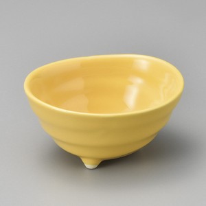 黄釉三っ足楕円小鉢　11×9.3×5.4cm日本製 美濃焼