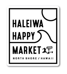 ハレイワハッピーマーケット ステッカー ロゴ スクエア モノクロ HHM033 おしゃれ ハワイ 【新商品】
