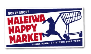 ハレイワハッピーマーケット ステッカー ロゴ スクエア ブルー HHM056 おしゃれ ハワイ 【新商品】