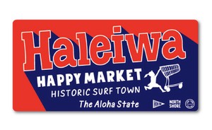 ハレイワハッピーマーケット ステッカー スクエア Haleiwa レッド HHM058 おしゃれ ハワイ 【新商品】