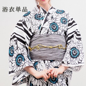 Kimono/Yukata single item Flower Stripe black Ladies'