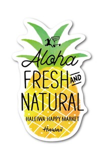 ハレイワハッピーマーケット ステッカー パイナップル FRESH AND NATURAL HHM071 ハワイ 【新商品】