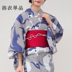 Kimono/Yukata single item Stripe Cat Ladies