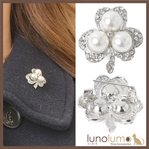 Brooch Pearl sliver Sparkle Clover Formal Ladies' Brooch
