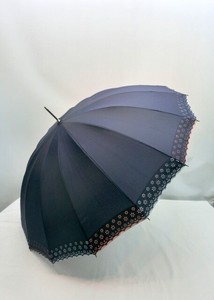 通年新作）雨傘・長傘ー婦人　16本骨裾花柄ヒートカット手開傘