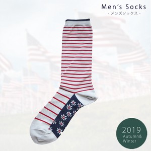 Knee High Socks Gift Socks Border M Men's Made in Japan