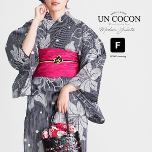 Kimono/Yukata single item Floral Pattern black Ladies