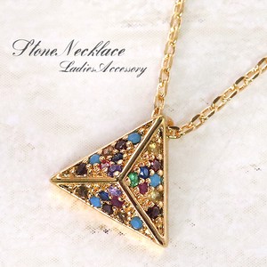 Cubic Zirconia Gold Chain Necklace Colorful