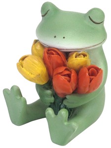 コポー　チューリップを持つカエル 蛙 かえる  置物 マスコットオーナメント copeau