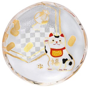 アデリア ガラスプレート 小皿 豆皿 招き猫 めでたmono 化粧箱入 日本製 6066