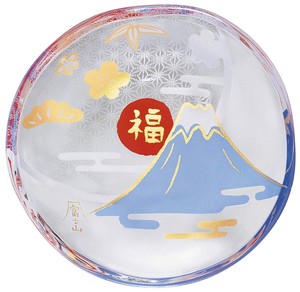 アデリア ガラスプレート 小皿 豆皿 富士山 めでたmono 化粧箱入 日本製 6069
