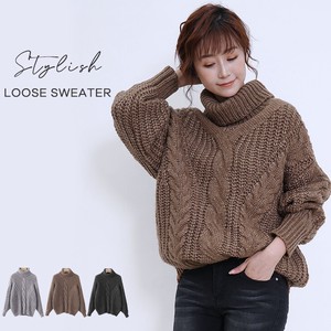 Sweater/Knitwear Knitted Long Sleeves High-Neck Tops Ladies