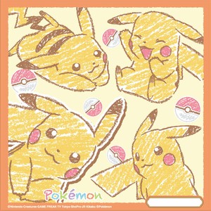 18 6 Handkerchief Pokemon Crayon Orange Pocket Monster Character Kids