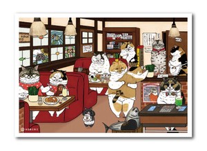 世にも不思議な猫世界 L版絹目生写真 喫茶店 RAW015 KORIRI グッズ 猫 イラスト 【新商品】