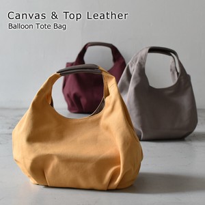 Canvas Cow Leather Top Leather Canvas Balloon Bag