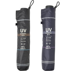 【ユニセックス】【晴雨兼用傘】【UV】折傘　遮光マルチボーダーミニ60