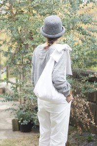 Shoulder Bag White Cotton Linen