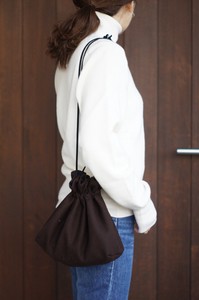 wool Pouch Shoulder Bag Chocolate Brown