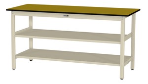 ワークテーブル300シリーズ　固定式H900mm 中間棚付/全面棚板付