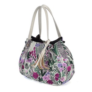 Ladies Plant Floral Pattern Handbag Removal Tassel Charm