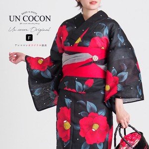 Kimono/Yukata Red black Ladies' Retro Polka Dot