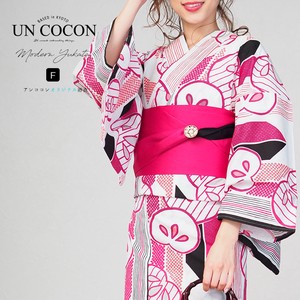 Kimono/Yukata Pink White black Retro Ladies
