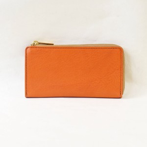 【日本製】栃木レザー長財布（Orange）L字ファスナー メンズ レディース オレンジ