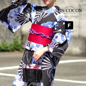 Kimono/Yukata White black Sakura Ladies' Retro