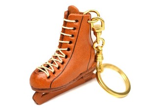 Figure Skate Shoe Genuine Leather Solid Key Ring Story Made in Japan Handmade
