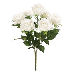 【セール品】MAGIQ　グレースローズブッシュ　ホワイト　　造花