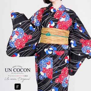 Kimono/Yukata Floral Pattern black Sakura Ladies