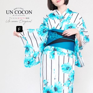 Kimono/Yukata White Floral Pattern Stripe Ladies'