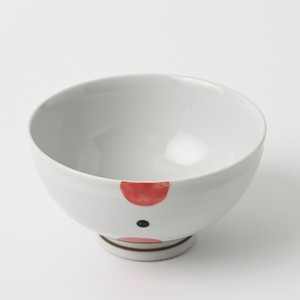 ブチ　お茶碗　赤　有田焼　手描き　日本製