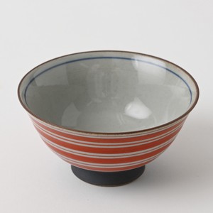 駒筋　小茶碗　赤　有田焼　手描き　日本製