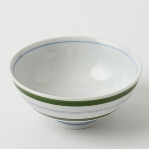 オリジナル　波佐見焼　Fライン　大茶碗　緑　手描き　日本製