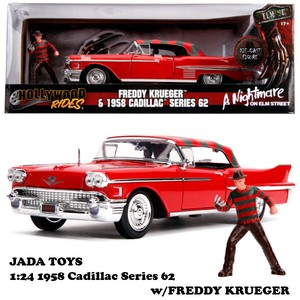 1:24 Hollywood Rides 1958 Cadillac Series 62 w/FREDDY KRUEGER 【 エルム街の悪夢 ミニカー】
