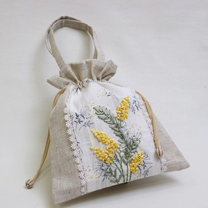 Pouch Series Ribbon Mimosa Embroidered