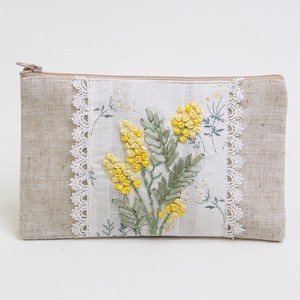 Pouch/Case Series Ribbon Mimosa Embroidered