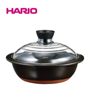 『HARIO』フタがガラスの土鍋8号 GDN-225-B HARIO（ハリオ）