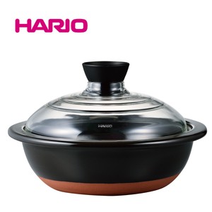 『HARIO』フタがガラスの土鍋9号 GDN-255-B HARIO（ハリオ）
