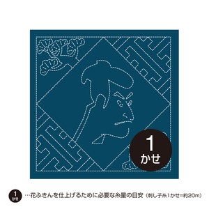 花ふきんH-2085 　日本文化柄「浮世絵　役者」（藍）