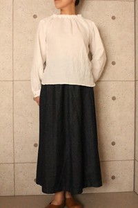 【2020新作】日本製　岡山産10オンスデニムパッチワーク切り替え台形スカート№5310